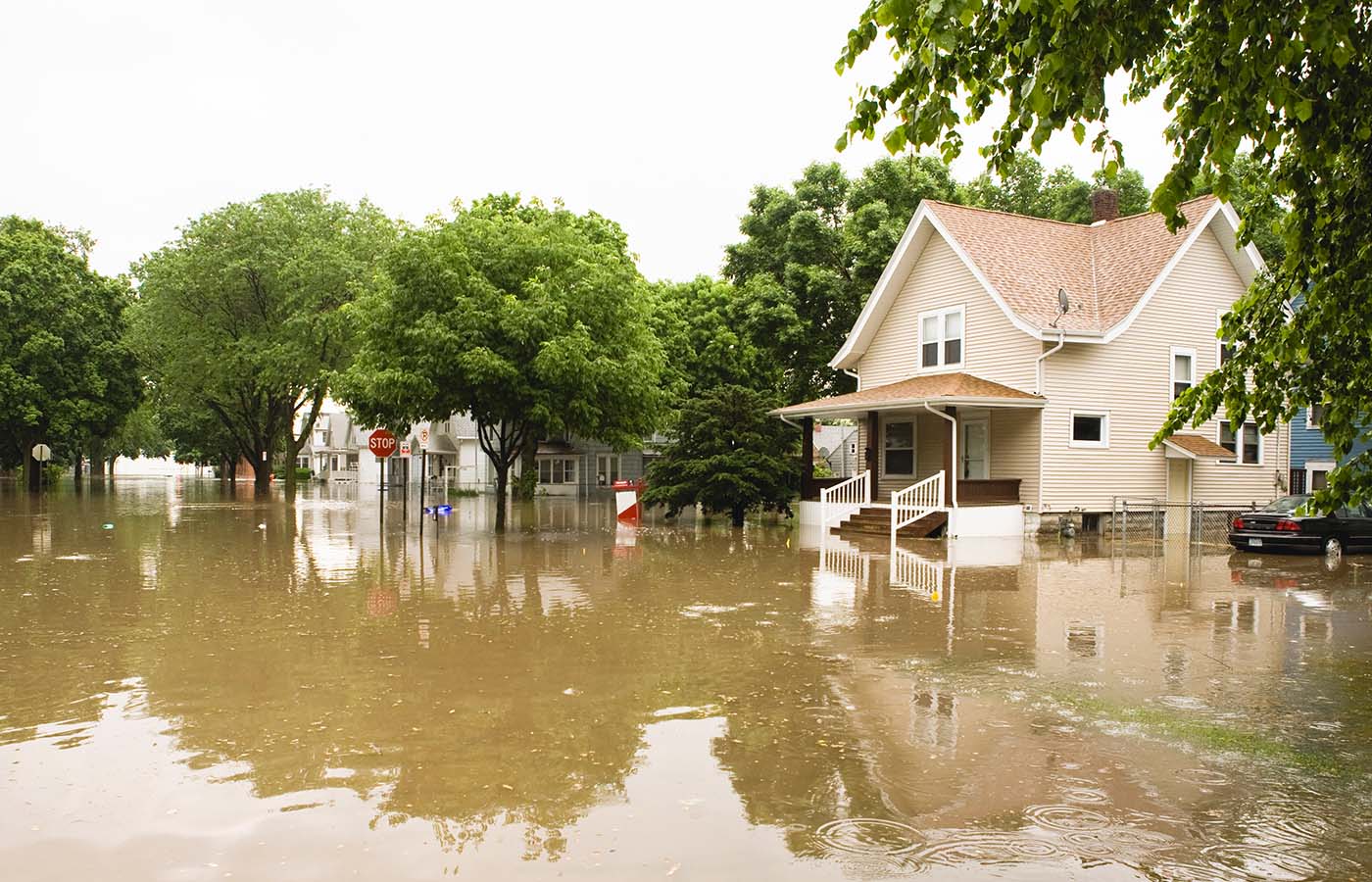 flooded town